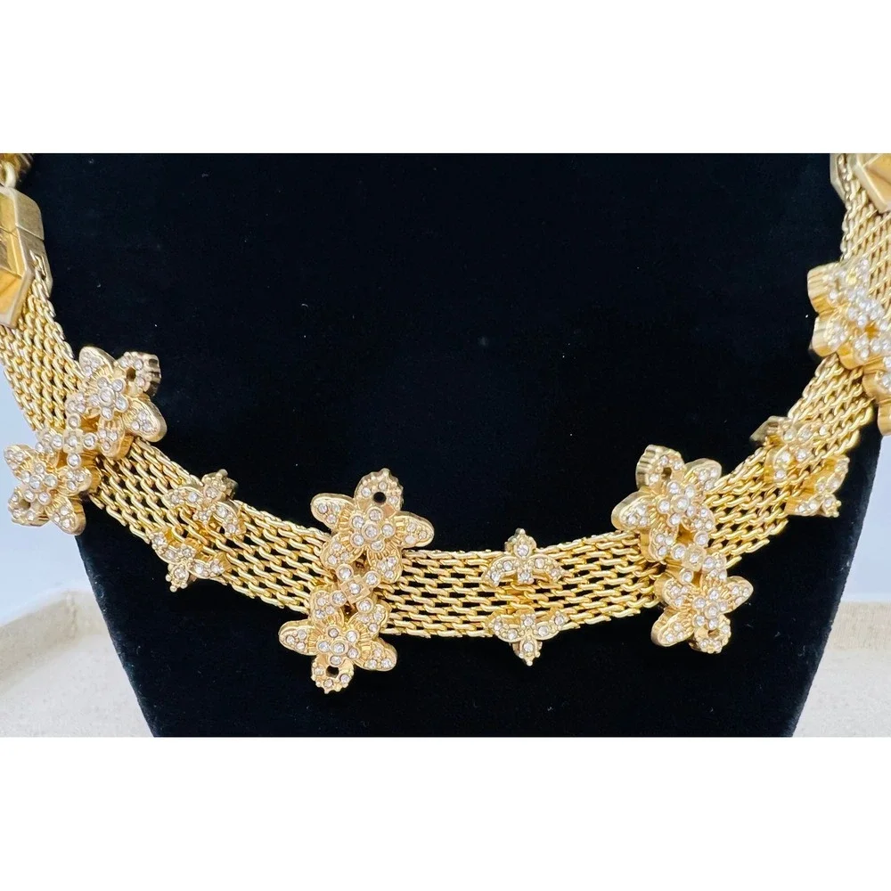 Cabi Bon Vivant Gold Tone Crystal Floral Convertible Necklace Bracelet